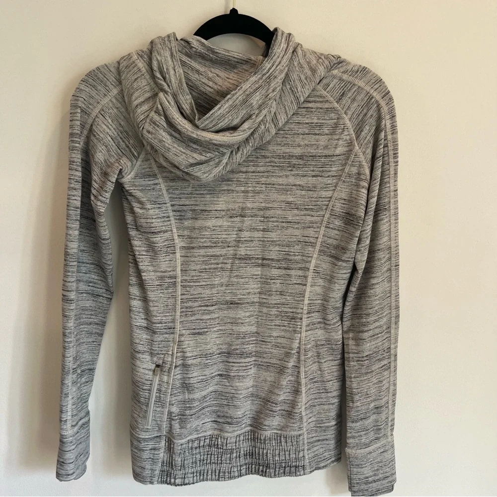 Lululemon Think Fast Hoodie Space Dye Camo White Gray Multi / Silver Spoon | 4